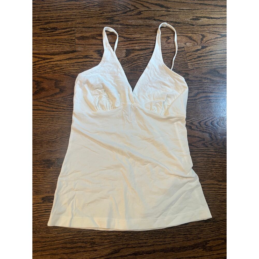 James Perse white tank top minimalist spaghetti straps Sz. 2 M cotton/lycra